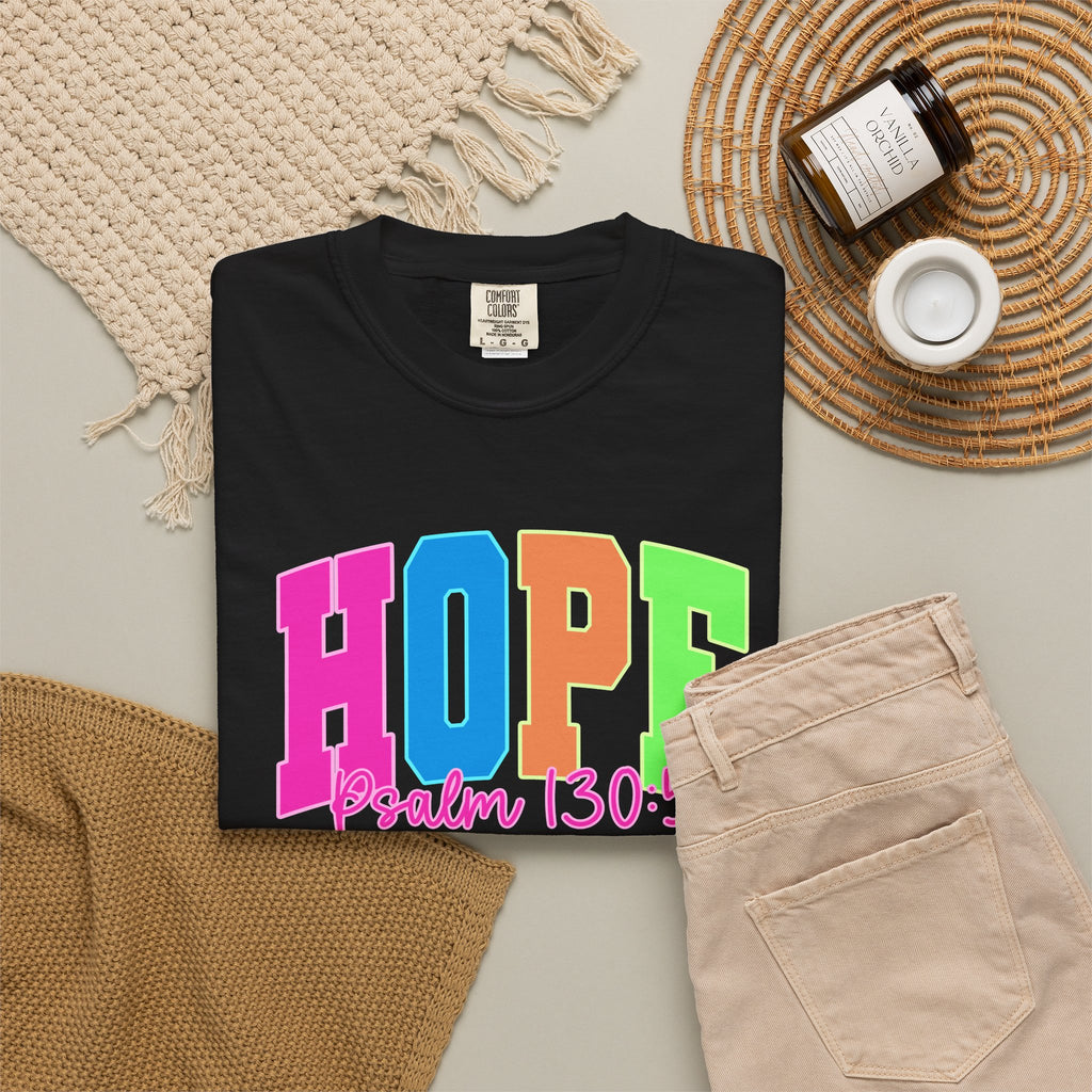 Hope Psalm 130 5 TeeShirt Colorful Christian Faith Tee