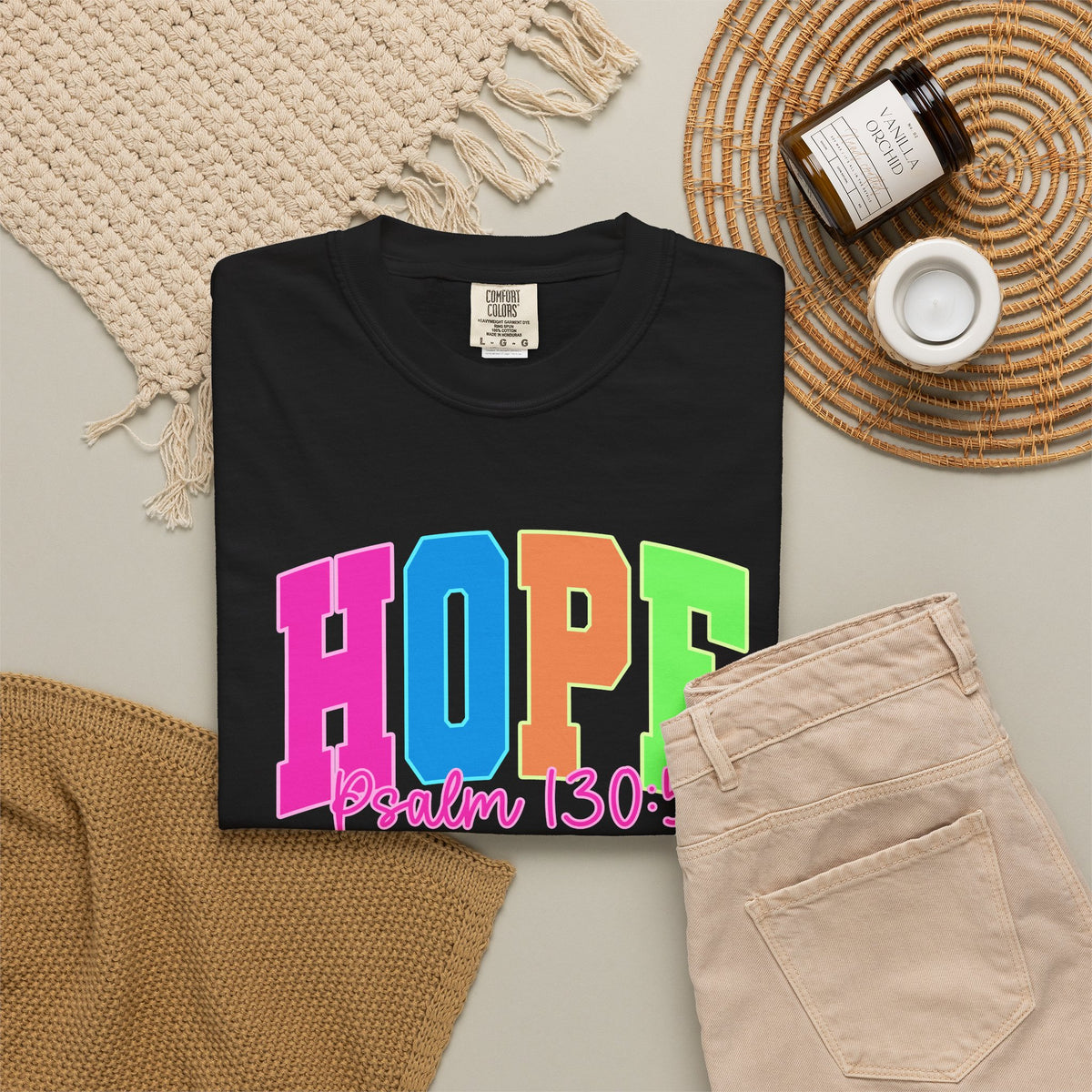 Hope Psalm 130 5 TeeShirt Colorful Christian Faith Tee