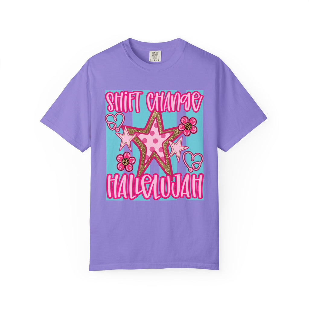 Shift Change Hallelujah T Shirt Cute Pink Star Nurse Worker Tee