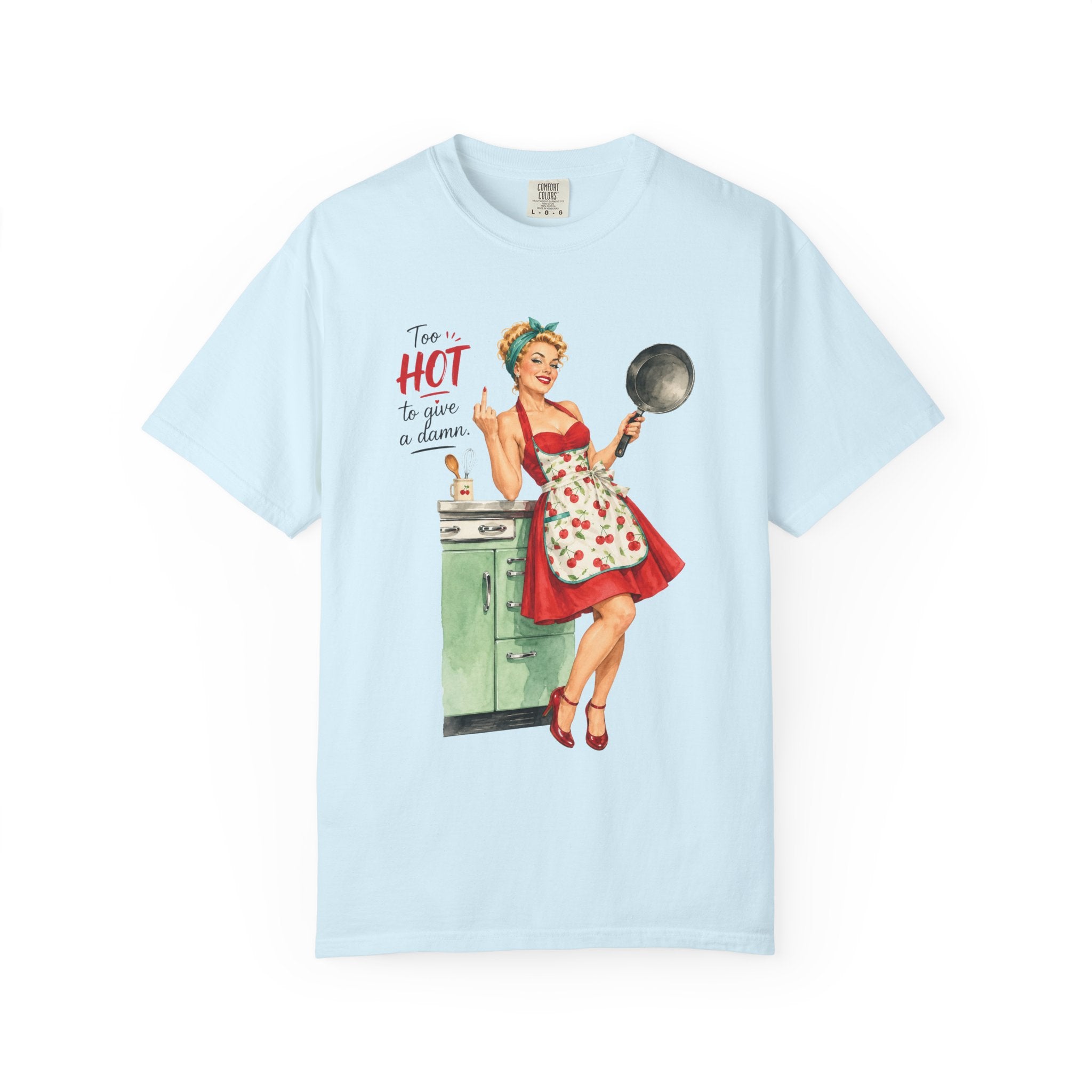 Vintage Pinup Cooking T-Shirt Too Hot to Handle Kitchen Tee