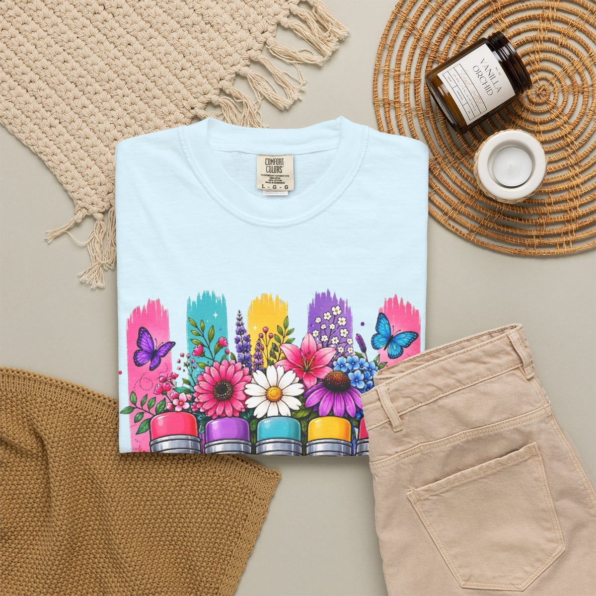 Teacher Pencil Bouquet T Shirt Colorful Floral Back to School Gift