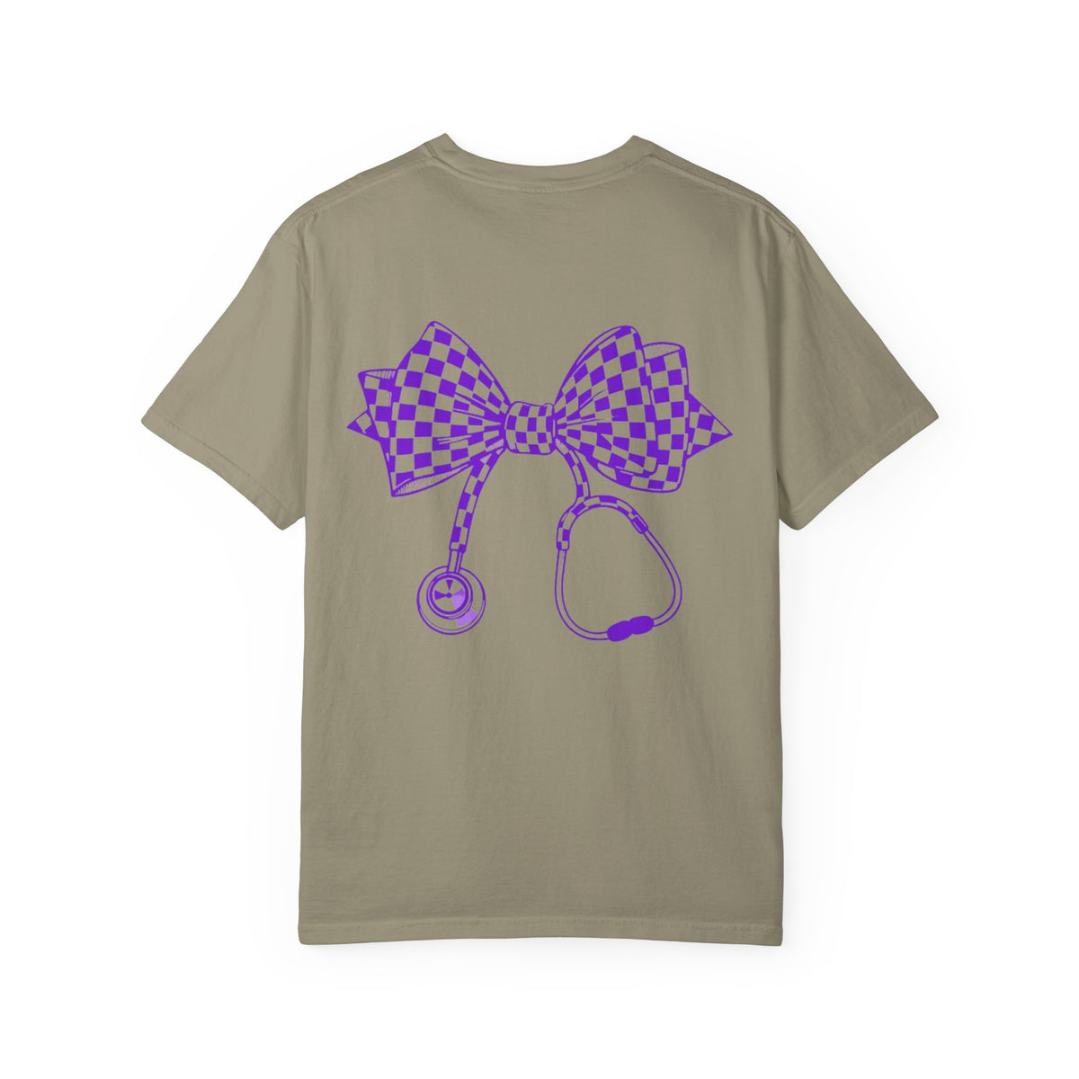 Nurse Stethoscope Bow T Shirt Checkered Medical Ribbon Tee