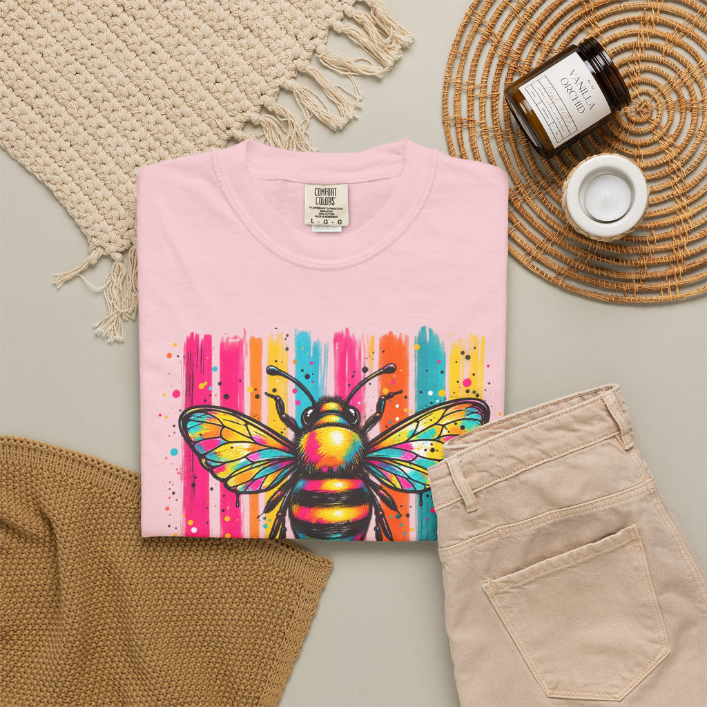 Bee Kind T Shirt Colorful Retro Striped Graphic Tee