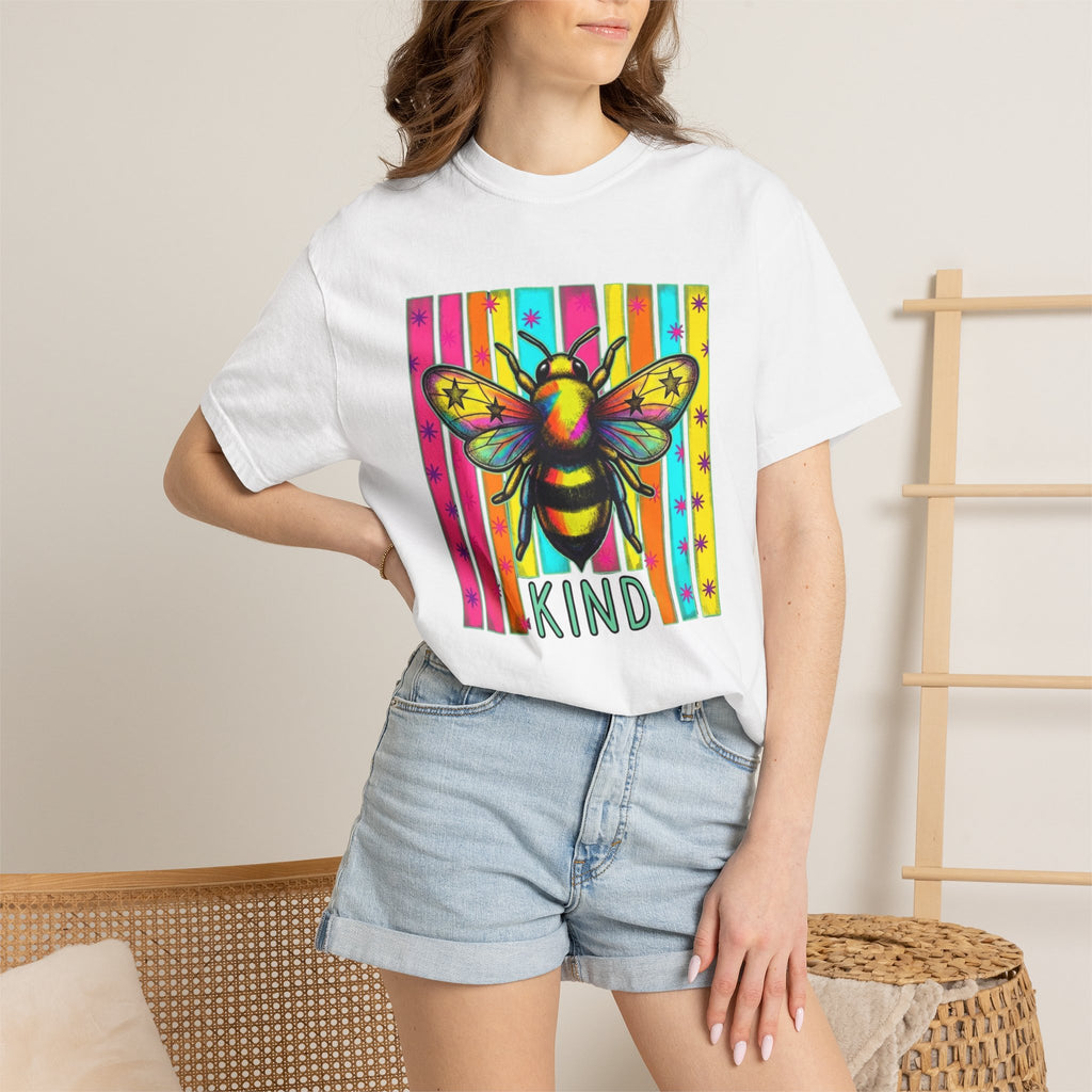 Bee Kind T Shirt Colorful Retro Striped Graphic Tee