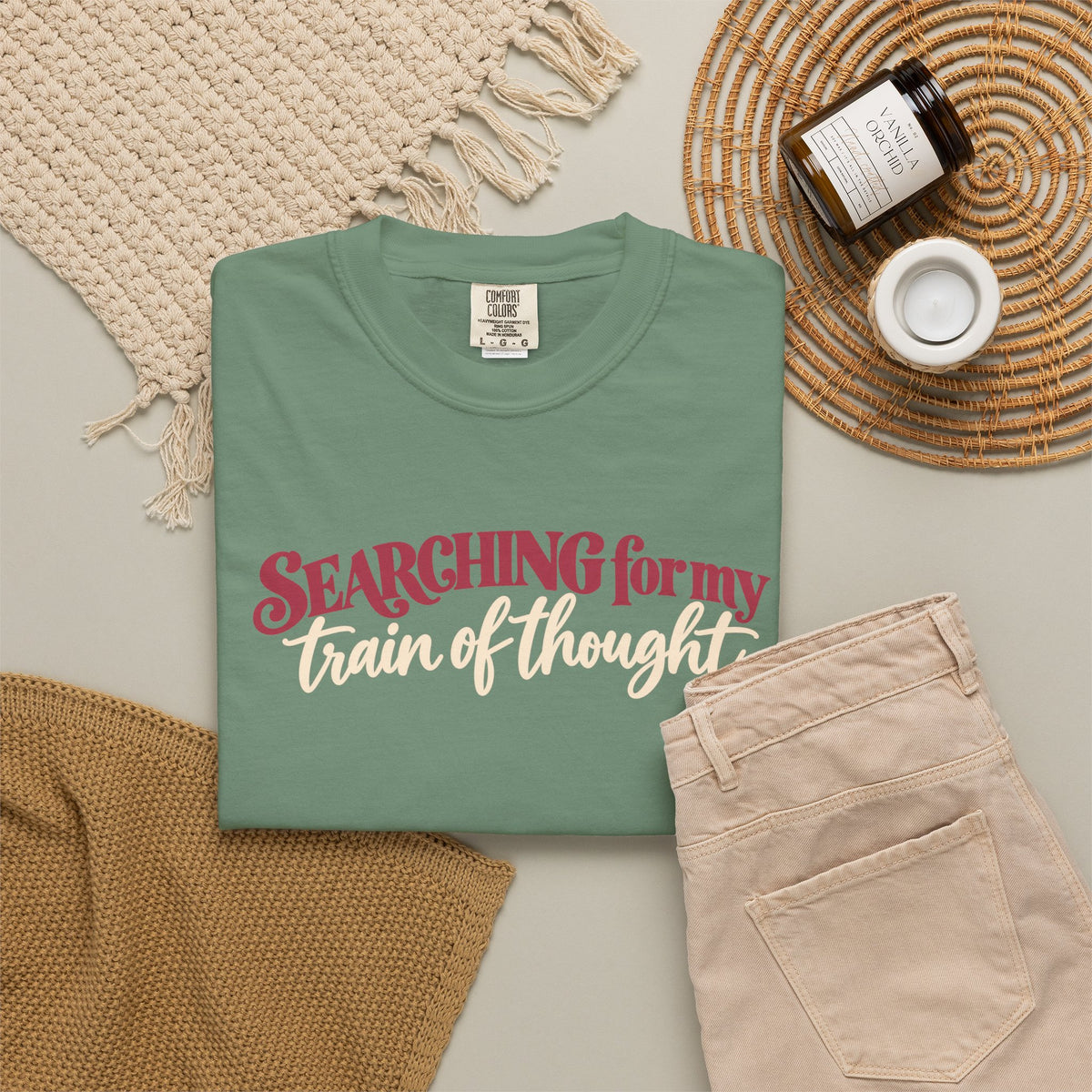Searching for My Train of Thought Tee shirt | Funny Text Graphic Tee