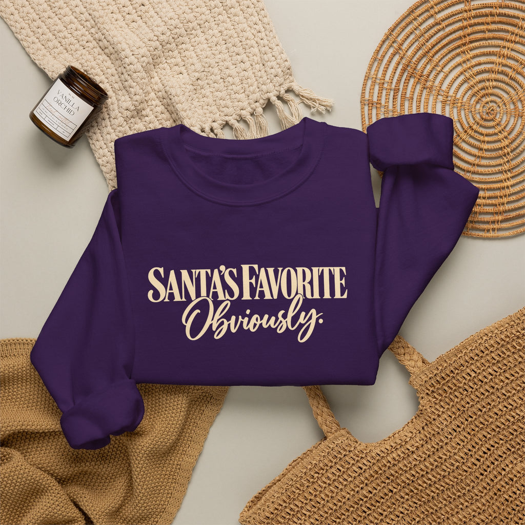 Santas Favorite Crewneck Sweatshirt Santas Favorite Obviously Holiday Sweater
