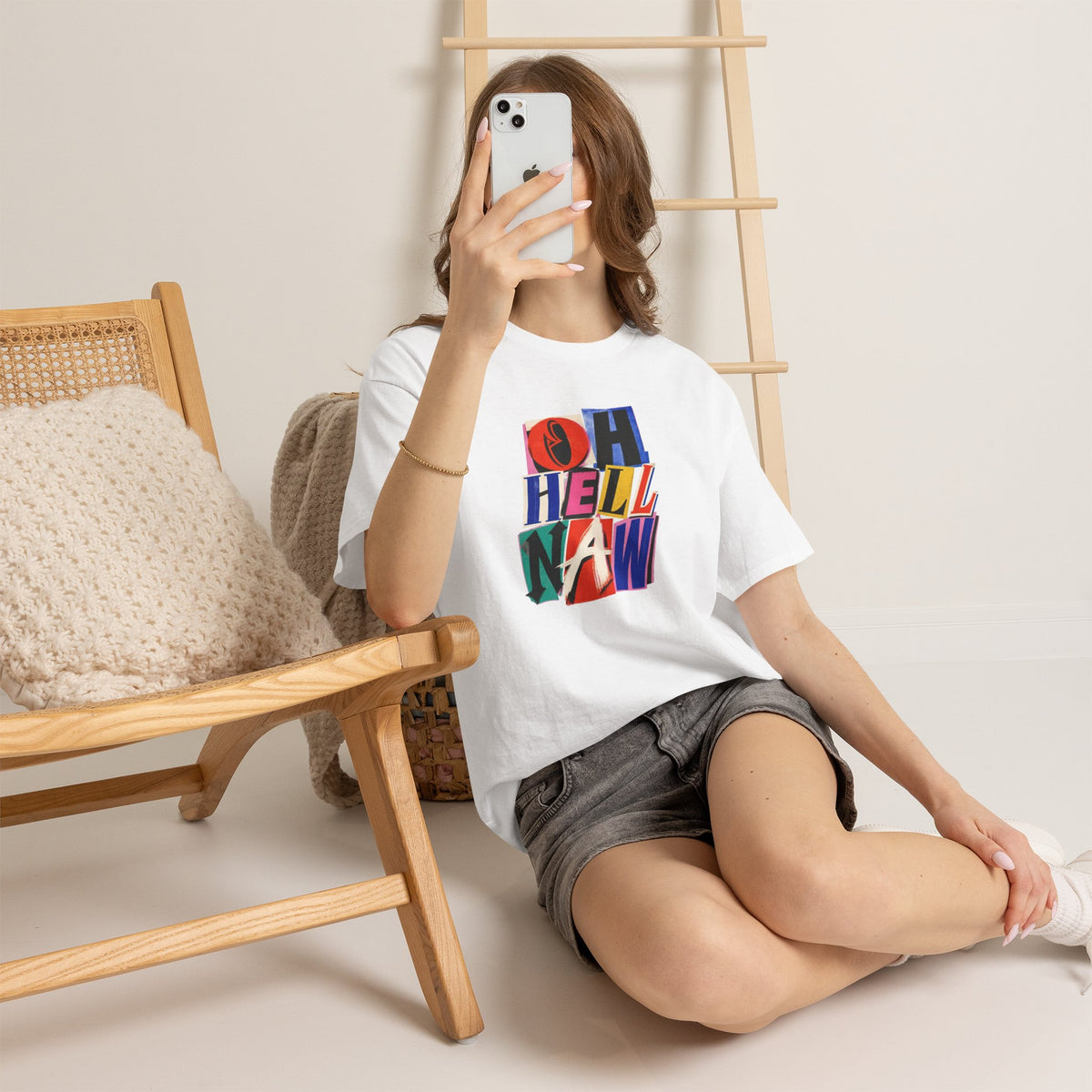 Oh Hell Naw Graphic Tee Colorful Retro Statement Shirt