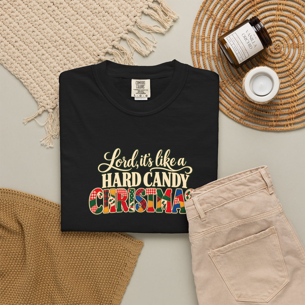 Hard Candy Christmas Shirt, Vintage Patchwork Christmas Tee, Retro Country Holiday Shirt, Coordinating Couple Christmas Shirts