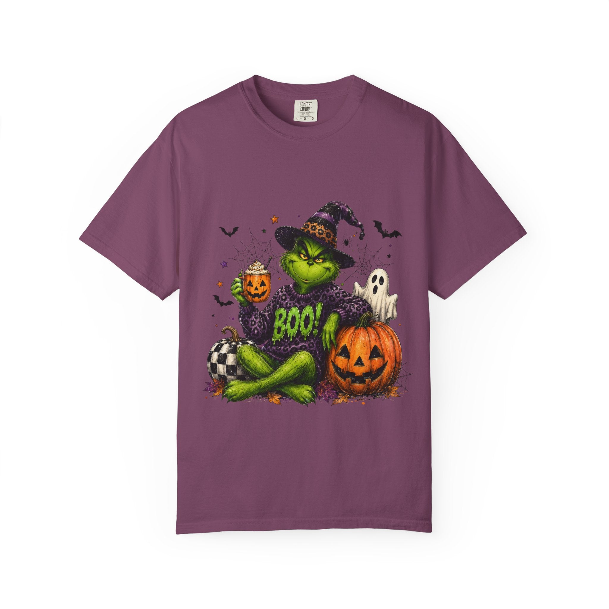 Halloween Grinch T Shirt BOO Witch Hat Pumpkin Graphic Tee