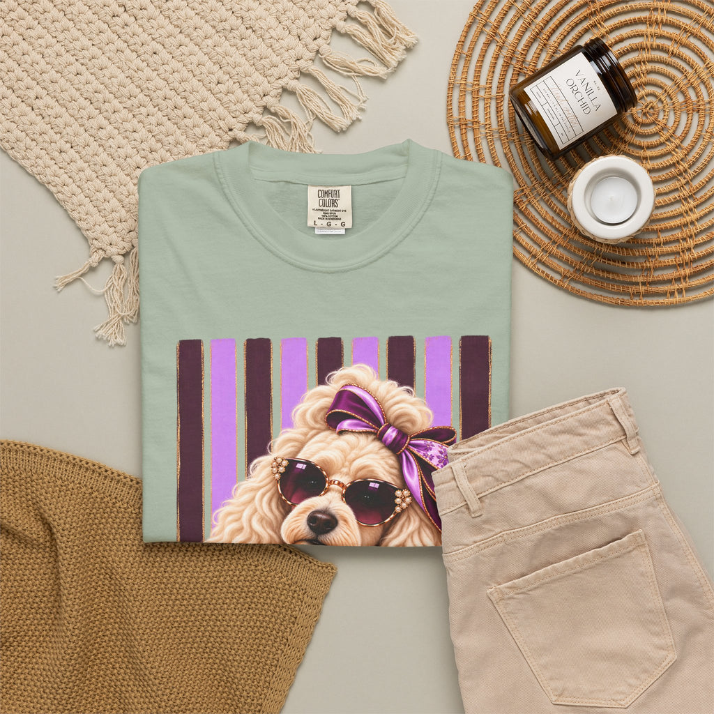 Sassy Poodle Shirt, Comfort Colors Poodle Tee, Coquette Dog Mom Gift, Pink Lavender Dog Lover T-Shirt, Boutique Pet Lover Gift