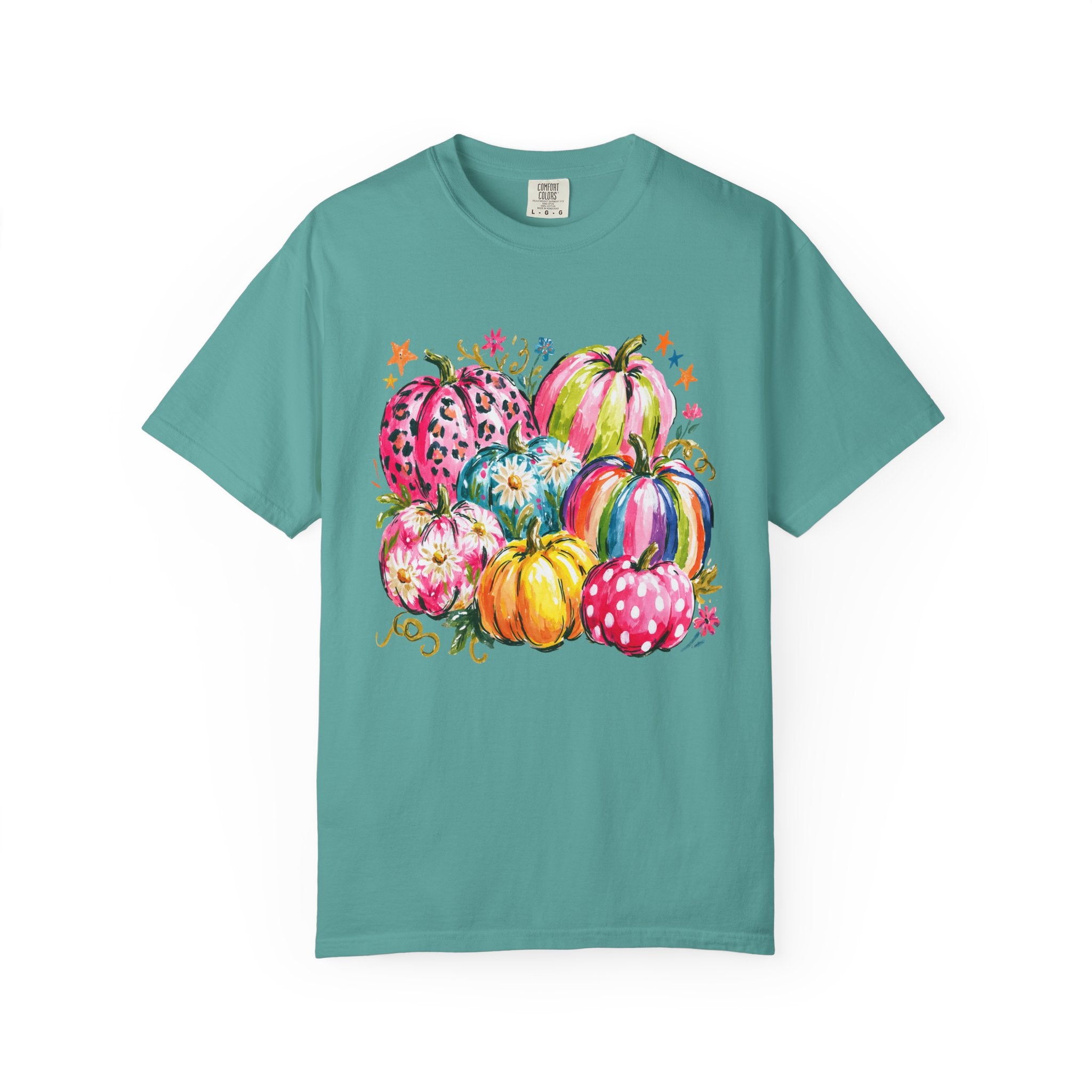 Watercolor Rainbow Pumpkins T Shirt Colorful Fall Harvest Tee