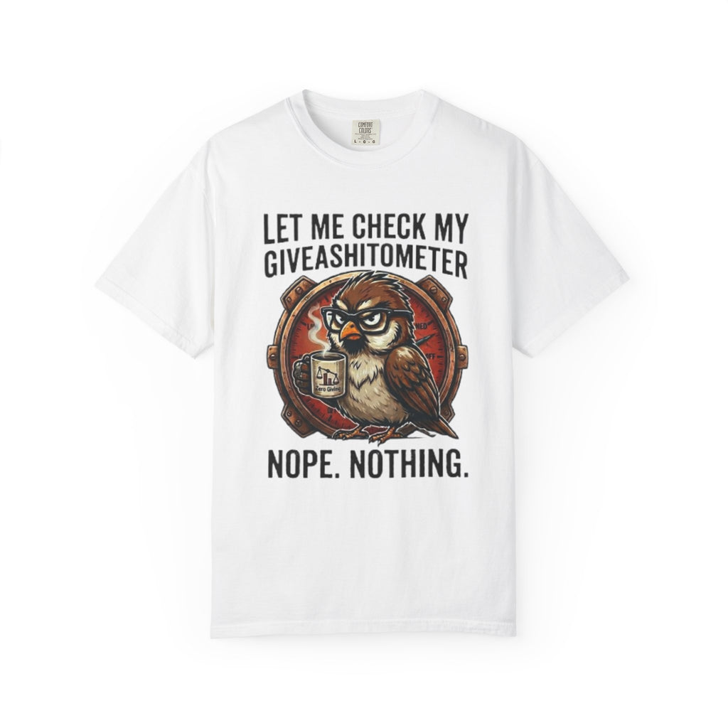 Let Me Check My Giveashitometer TShirt Funny Owl Graphic Tee