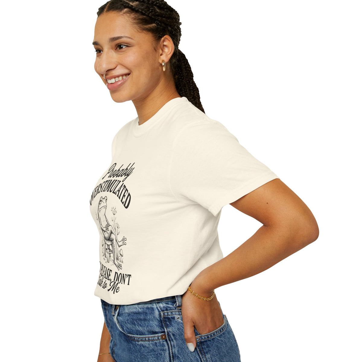 Probably Overstimulated Frog Tee Shirt So Please Dont Talk to Me Graphic Tee