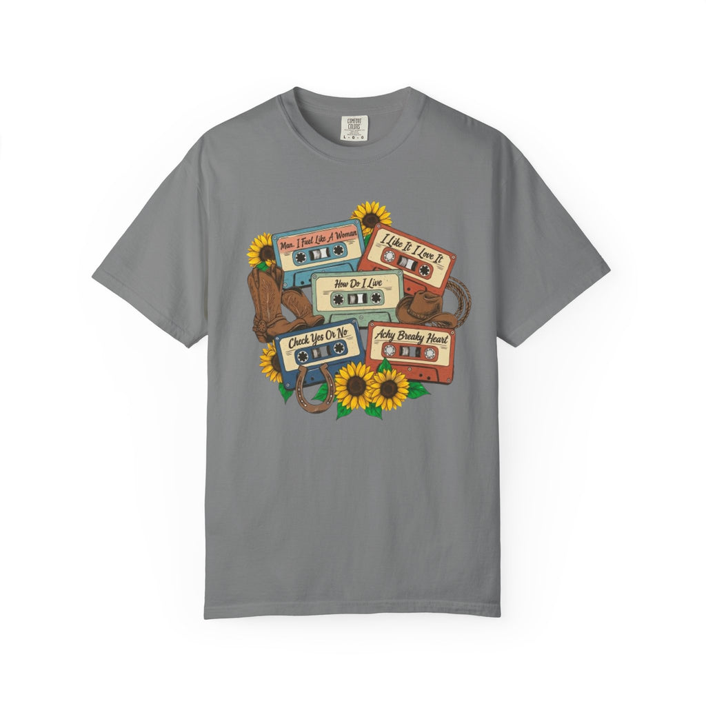 Cassette Mix T Shirt Retro Sunflower Tape Design