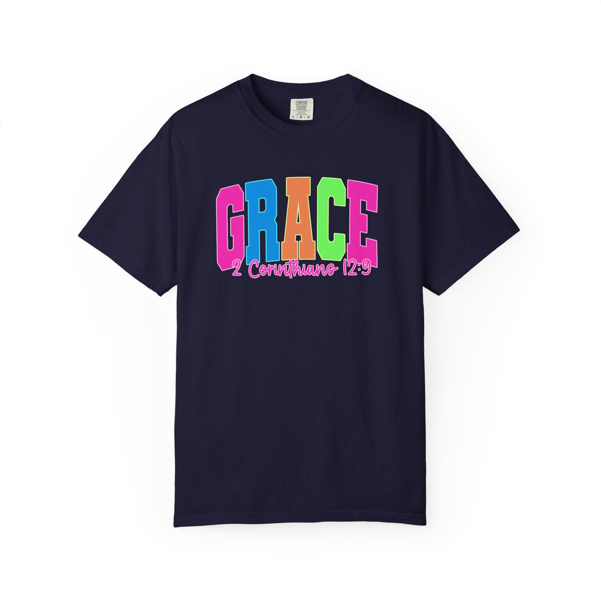 Grace Graphic Comfort Colors T Shirt  2 Corinthians 12 9 Colorblock Faith Tee