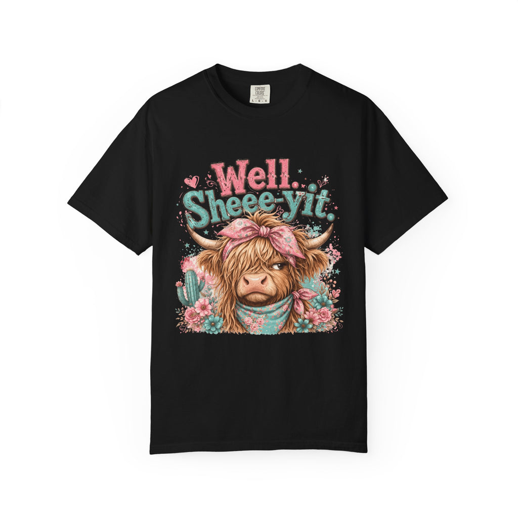 T-Shirt Well Sheey it Cute Highland Cow Graphic Tee