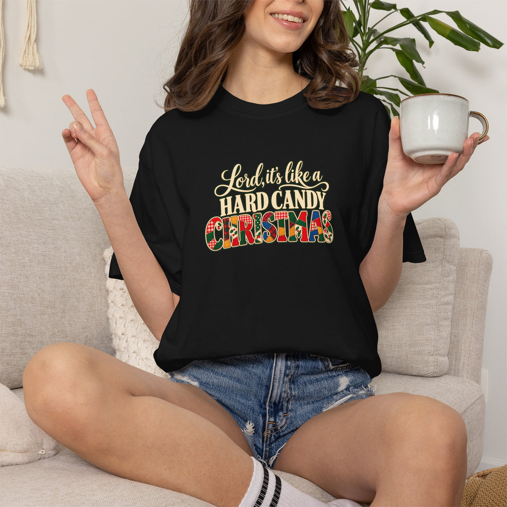 Hard Candy Christmas Shirt, Vintage Patchwork Christmas Tee, Retro Country Holiday Shirt, Coordinating Couple Christmas Shirts