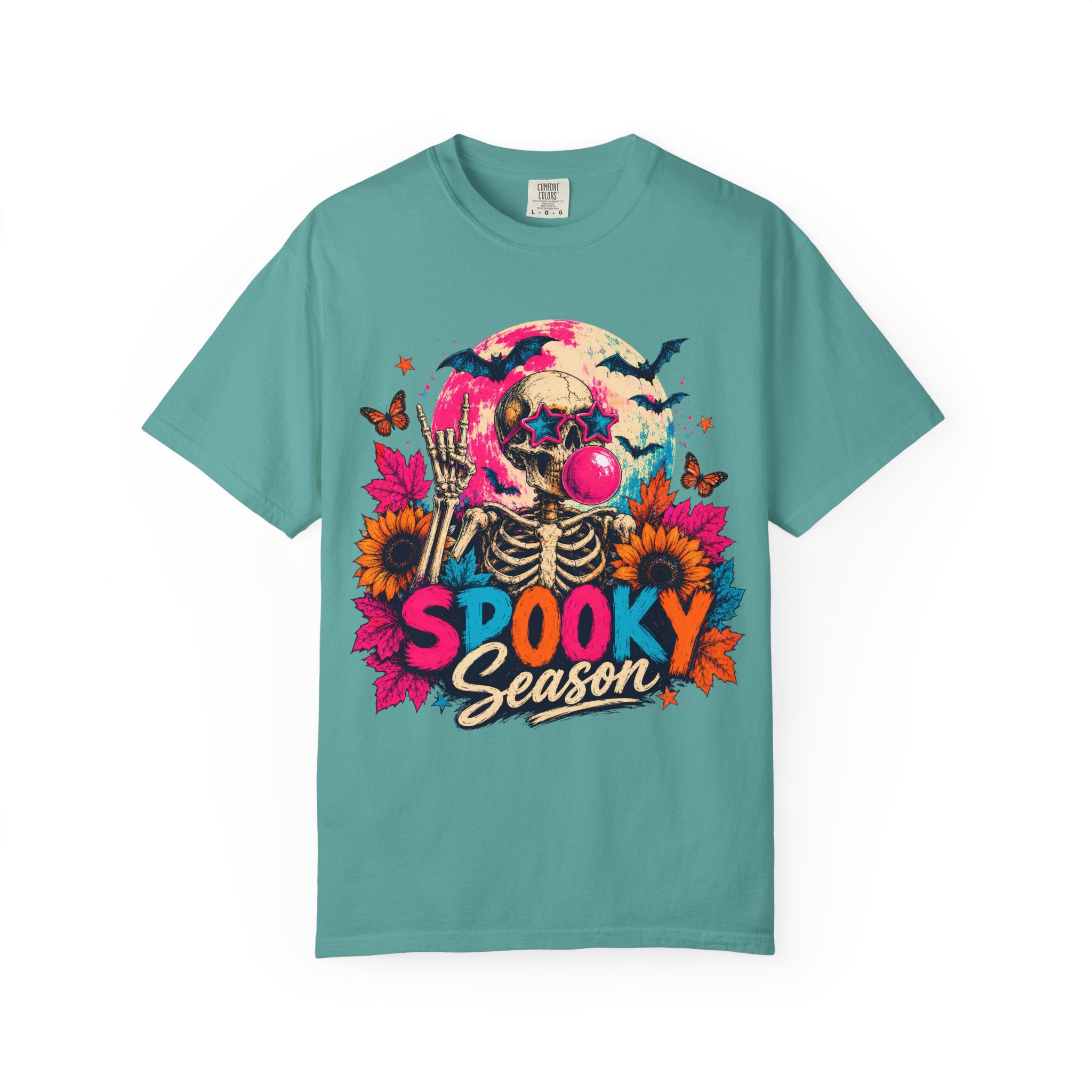 Spooky Season Skull T Shirt Colorful Halloween Skeleton Graphic Tee