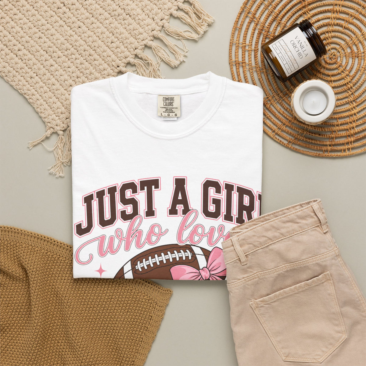 Just A Girl Who Loves Football T Shirt Pink Bow Football Tee
