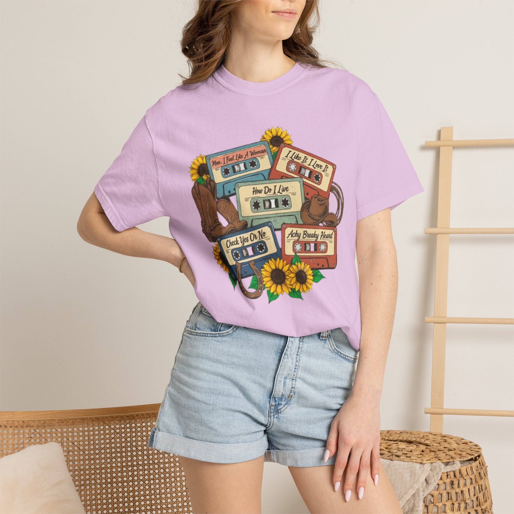Cassette Mix T Shirt Retro Sunflower Tape Design