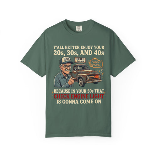 Check Engine Light Tee Shirt Funny Vintage Grandpa Truck Tee