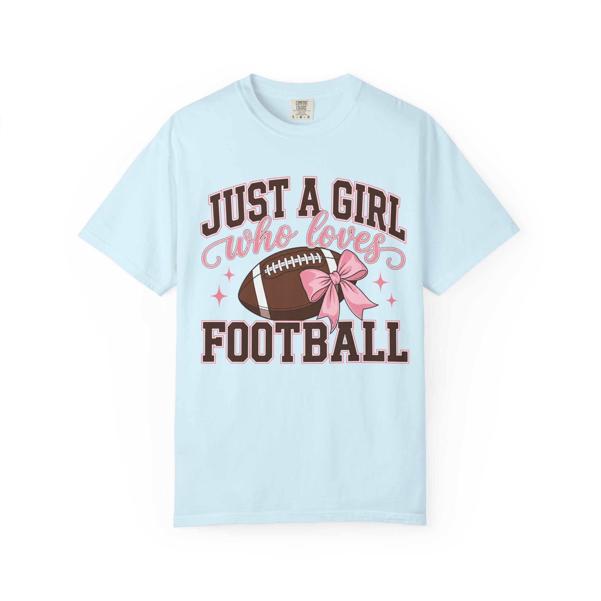 Just A Girl Who Loves Football T Shirt Pink Bow Football Tee