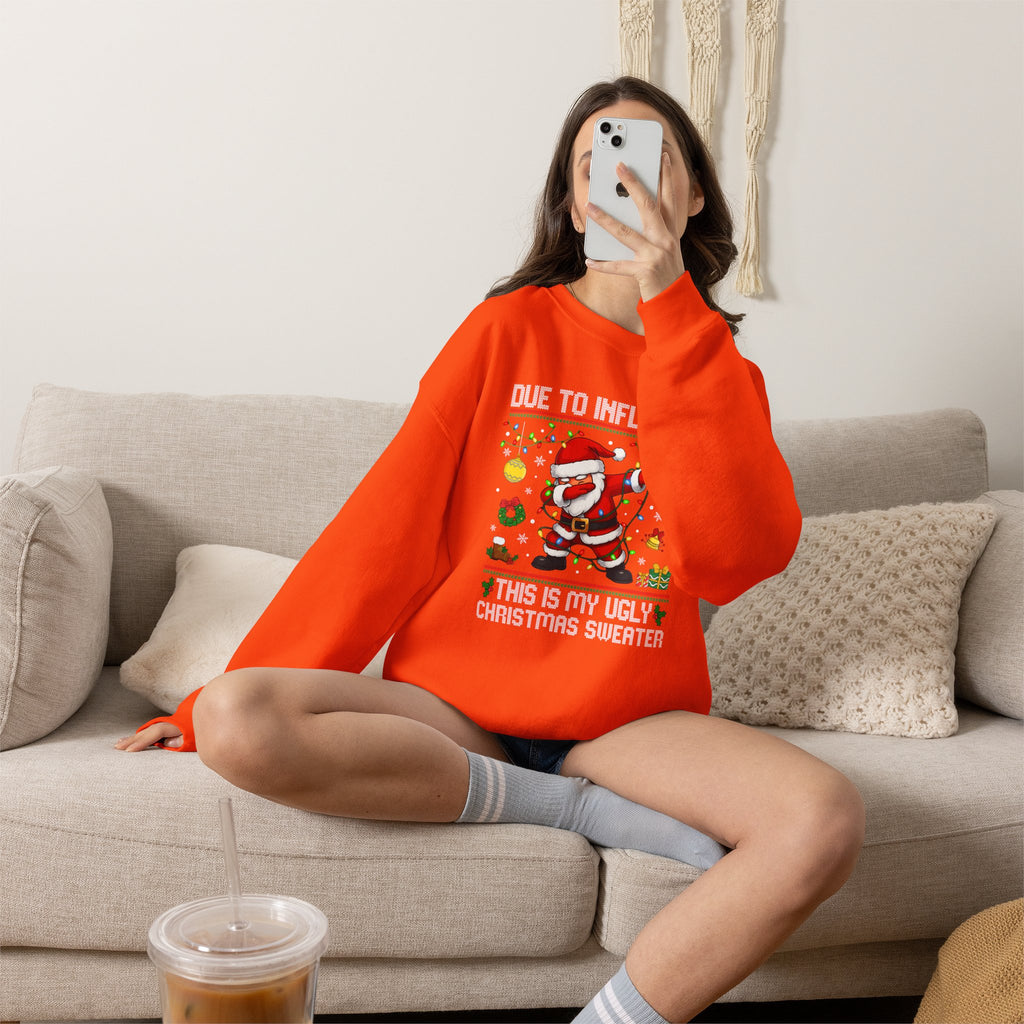 Due to Inflation Ugly Christmas Sweater, Funny Santa Sweatshirt, Dabbing Santa Christmas Shirt, Holiday Party Sweater, Christmas Gift