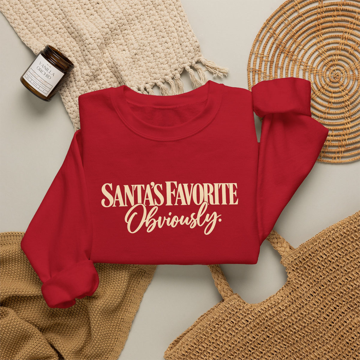 Santas Favorite Crewneck Sweatshirt Santas Favorite Obviously Holiday Sweater
