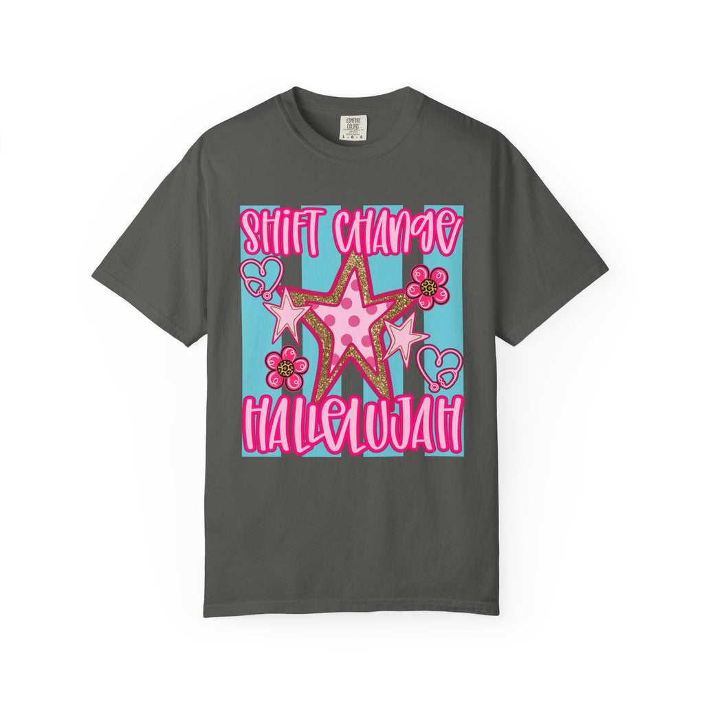 Shift Change Hallelujah T Shirt Cute Pink Star Nurse Worker Tee