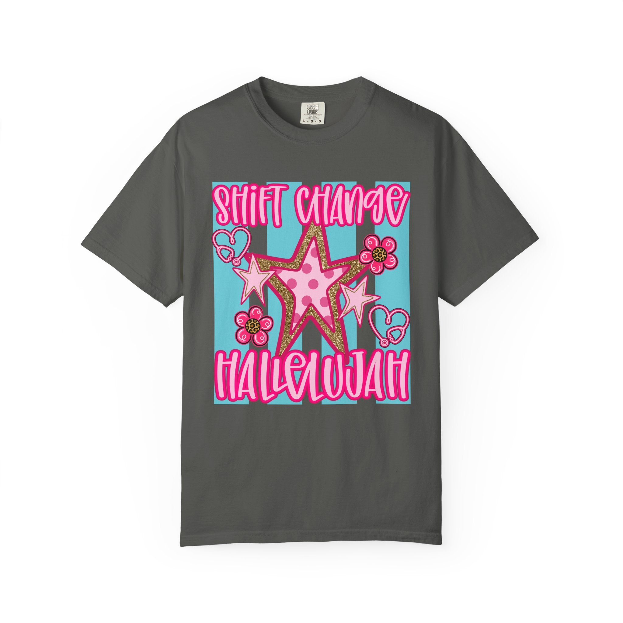 Shift Change Hallelujah T Shirt Cute Pink Star Nurse Worker Tee
