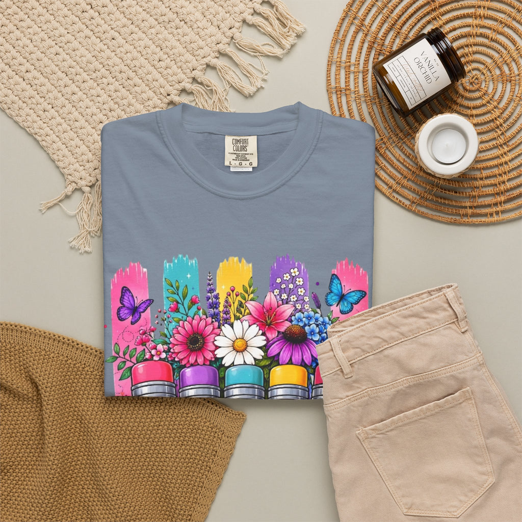 Teacher Pencil Bouquet T Shirt Colorful Floral Back to School Gift