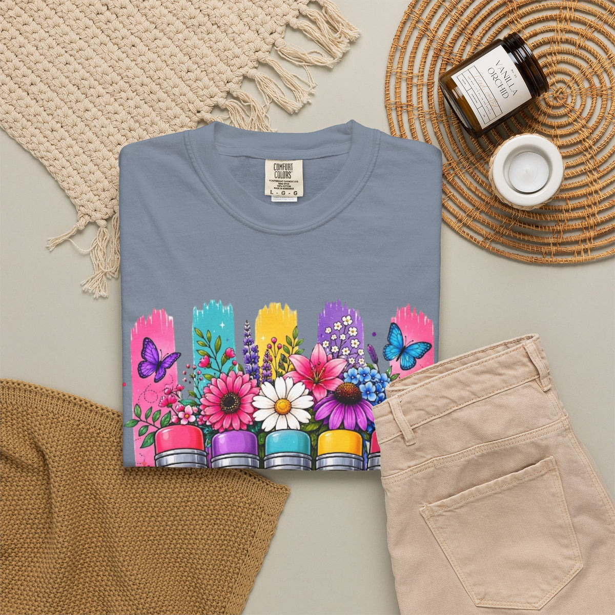 Teacher Pencil Bouquet T Shirt Colorful Floral Back to School Gift