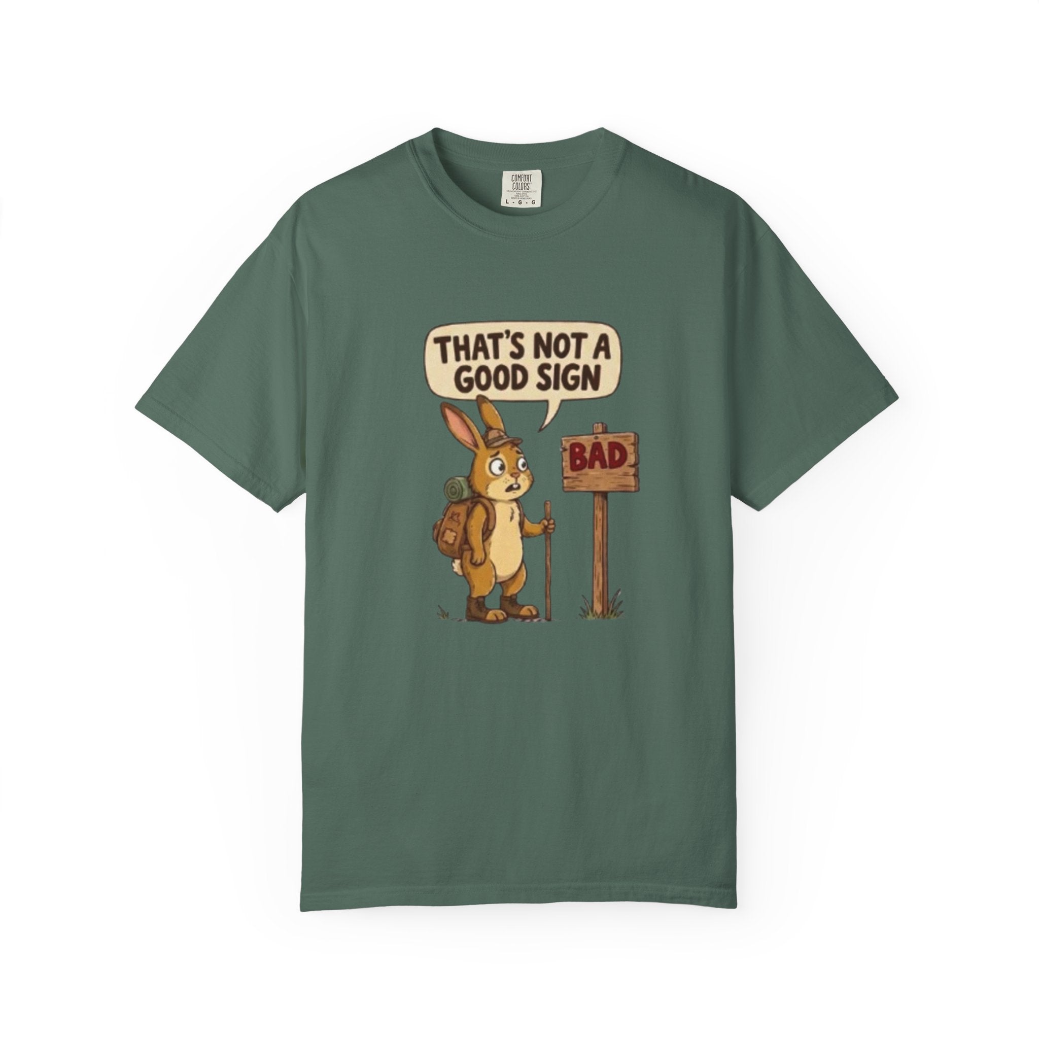Funny Rabbit T Shirt That’s Not a Good Sign Hiking Bunny Graphic Tee