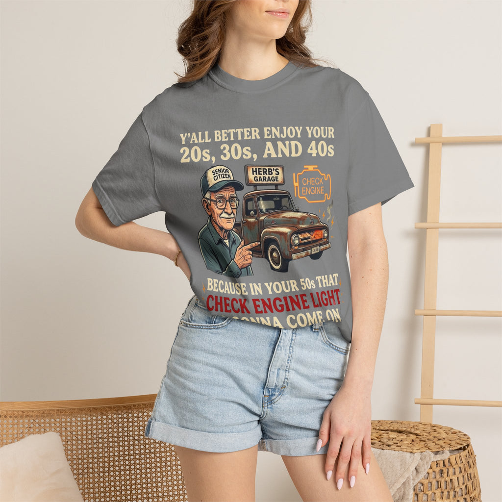 Check Engine Light Tee Shirt Funny Vintage Grandpa Truck Tee