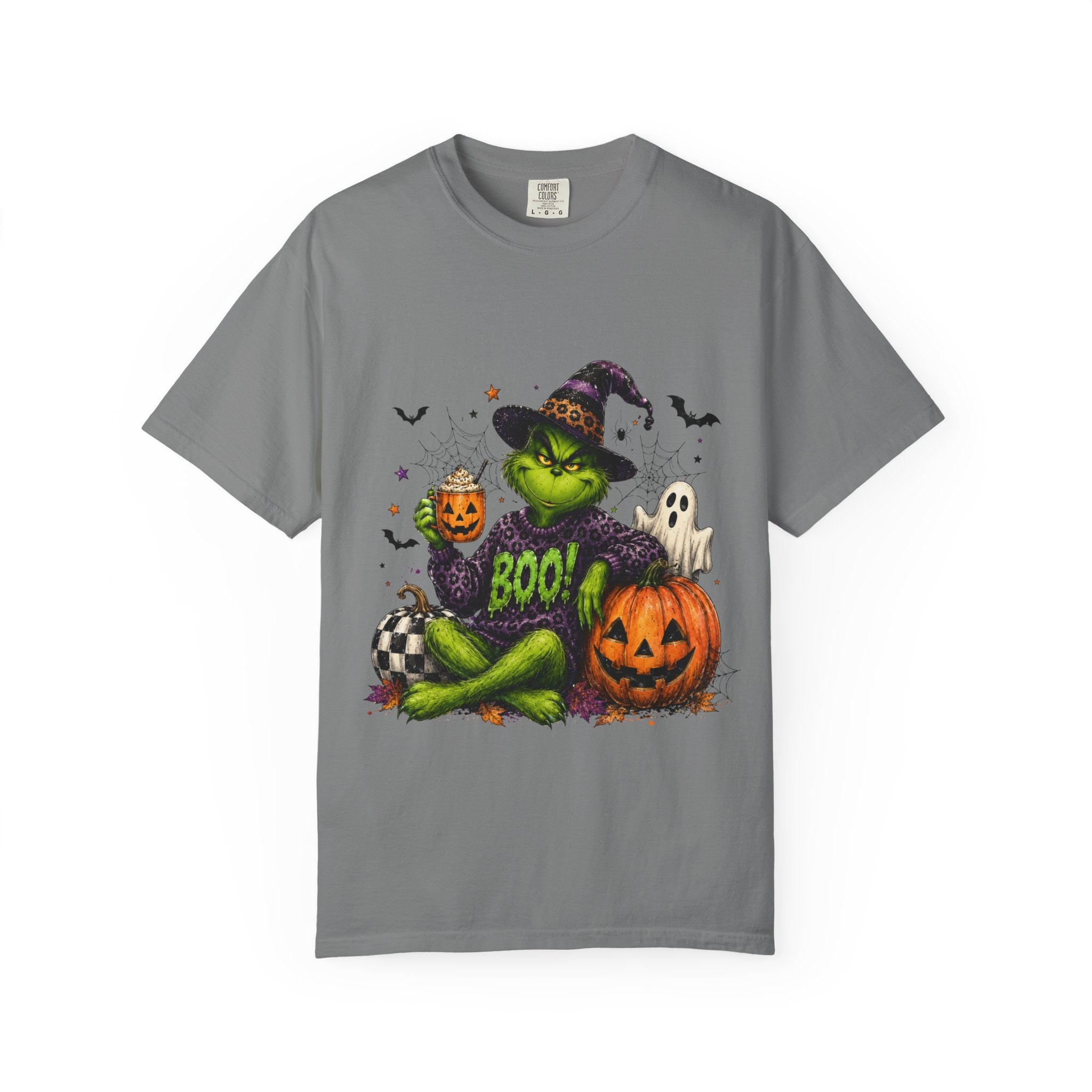 Halloween Grinch T Shirt BOO Witch Hat Pumpkin Graphic Tee
