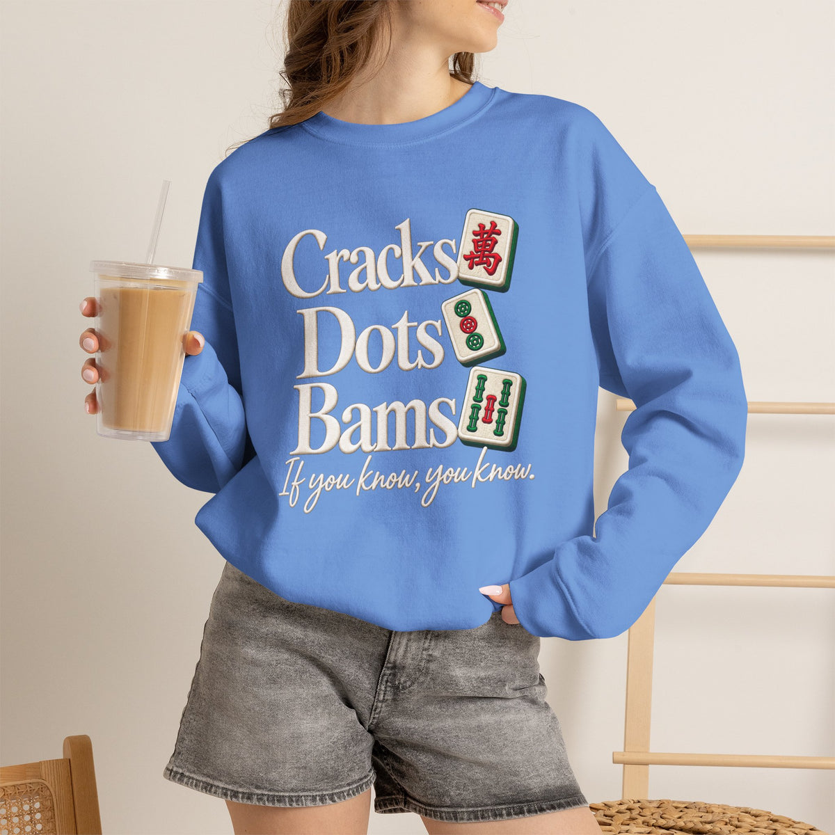 Cracks Dots Bams Mahjong Sweatshirt, Funny Mahjong Shirt, Mahjong Lover Gift, Mahjong Game Night Crewneck, Mahjong Club Apparel