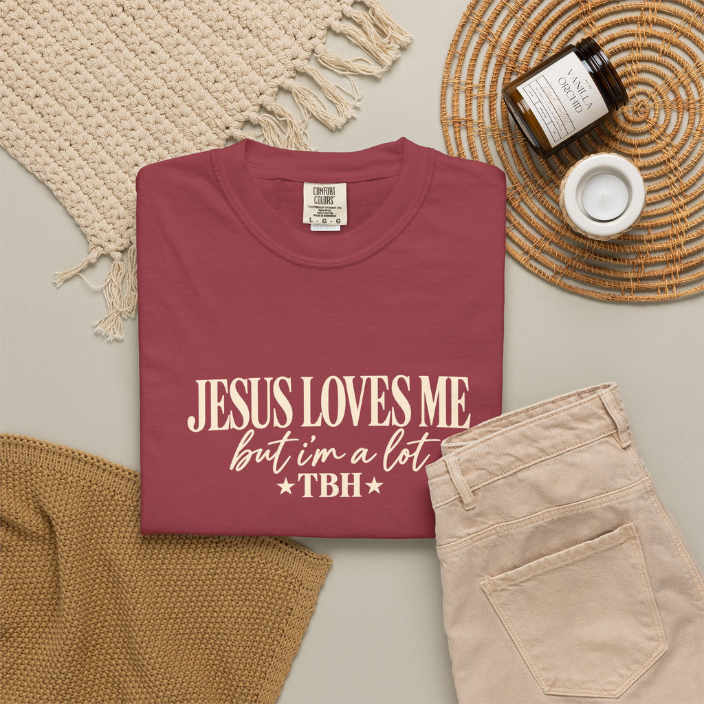 Christian Graphic T Shirt Jesus Loves Me but Im a Lit TBH