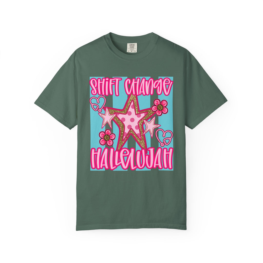 Shift Change Hallelujah T Shirt Cute Pink Star Nurse Worker Tee