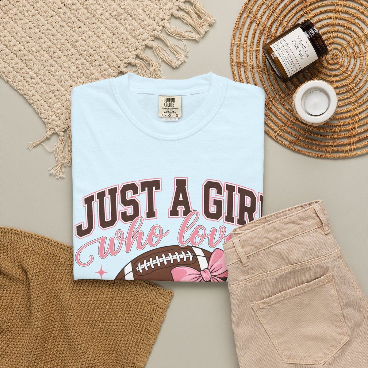Just A Girl Who Loves Football T Shirt Pink Bow Football Tee