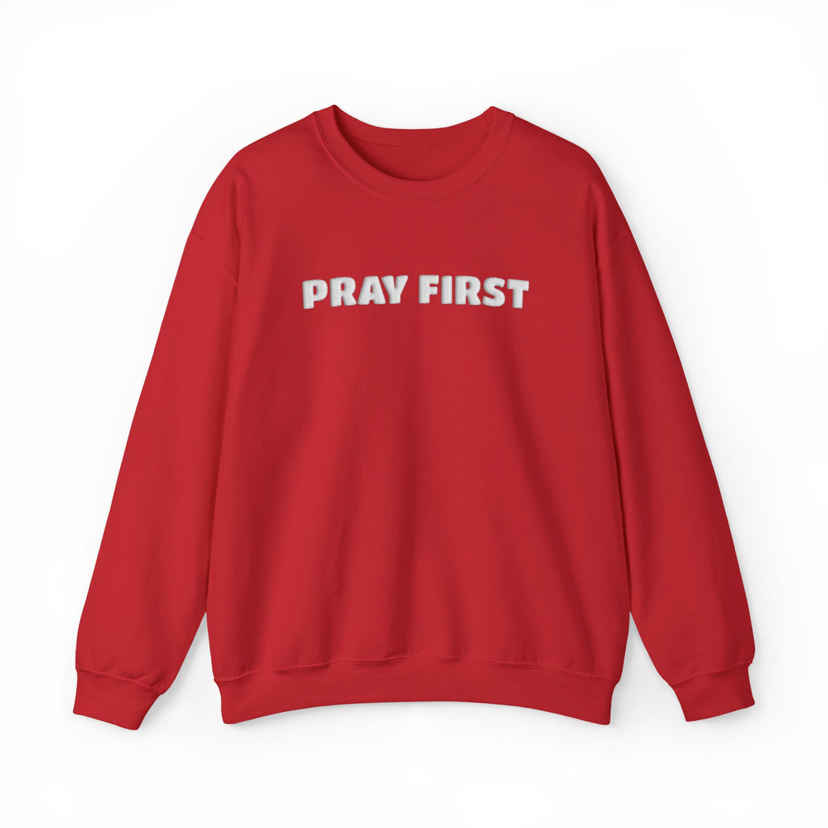 PRAY FIRST Puff Print Sweatshirt, Christian Crewneck, Faith Sweatshirt for Women, Raised Print Christian Shirt, Religious Gift for Her