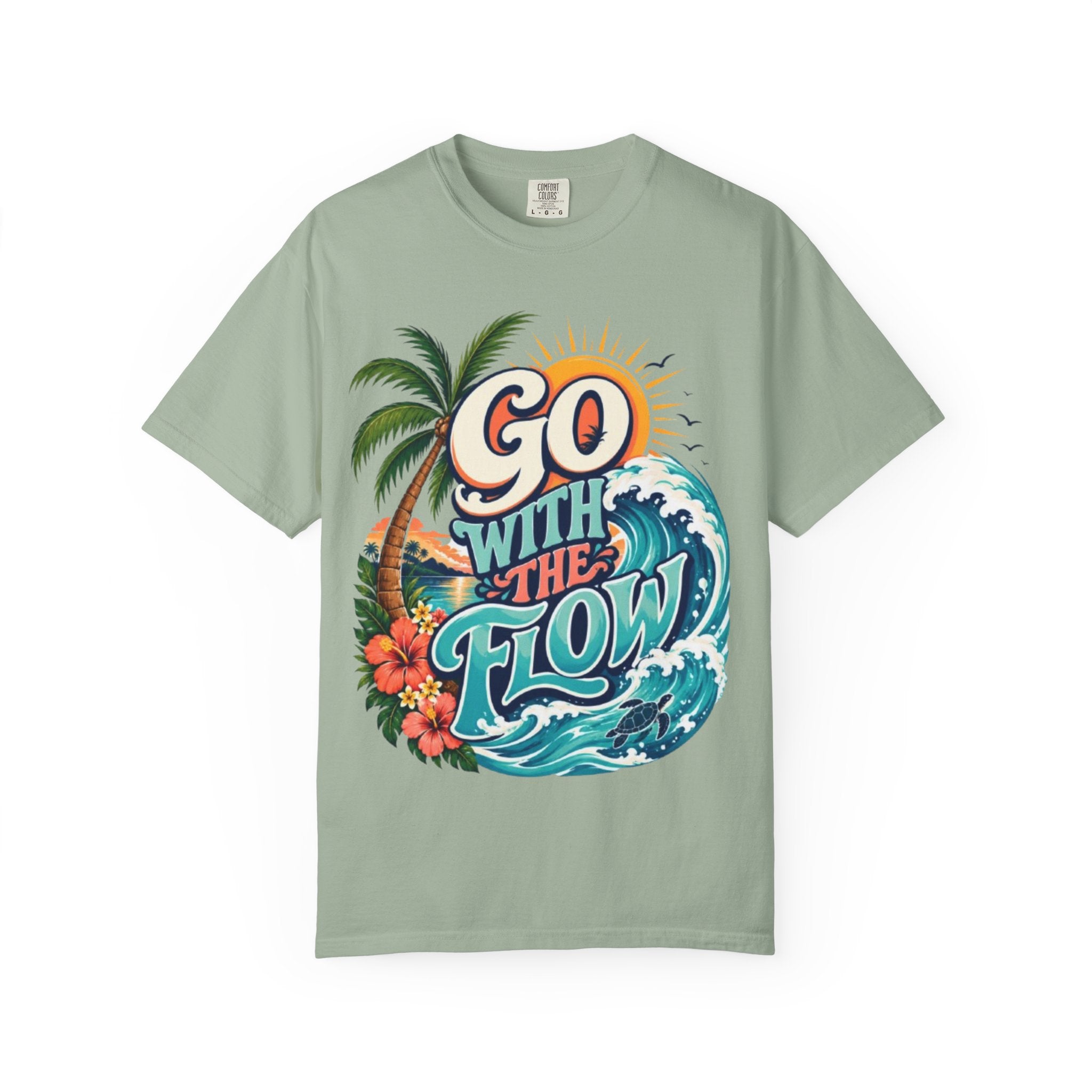 Go With The Flow T-Shirt Tropical Surf Graphic Tee