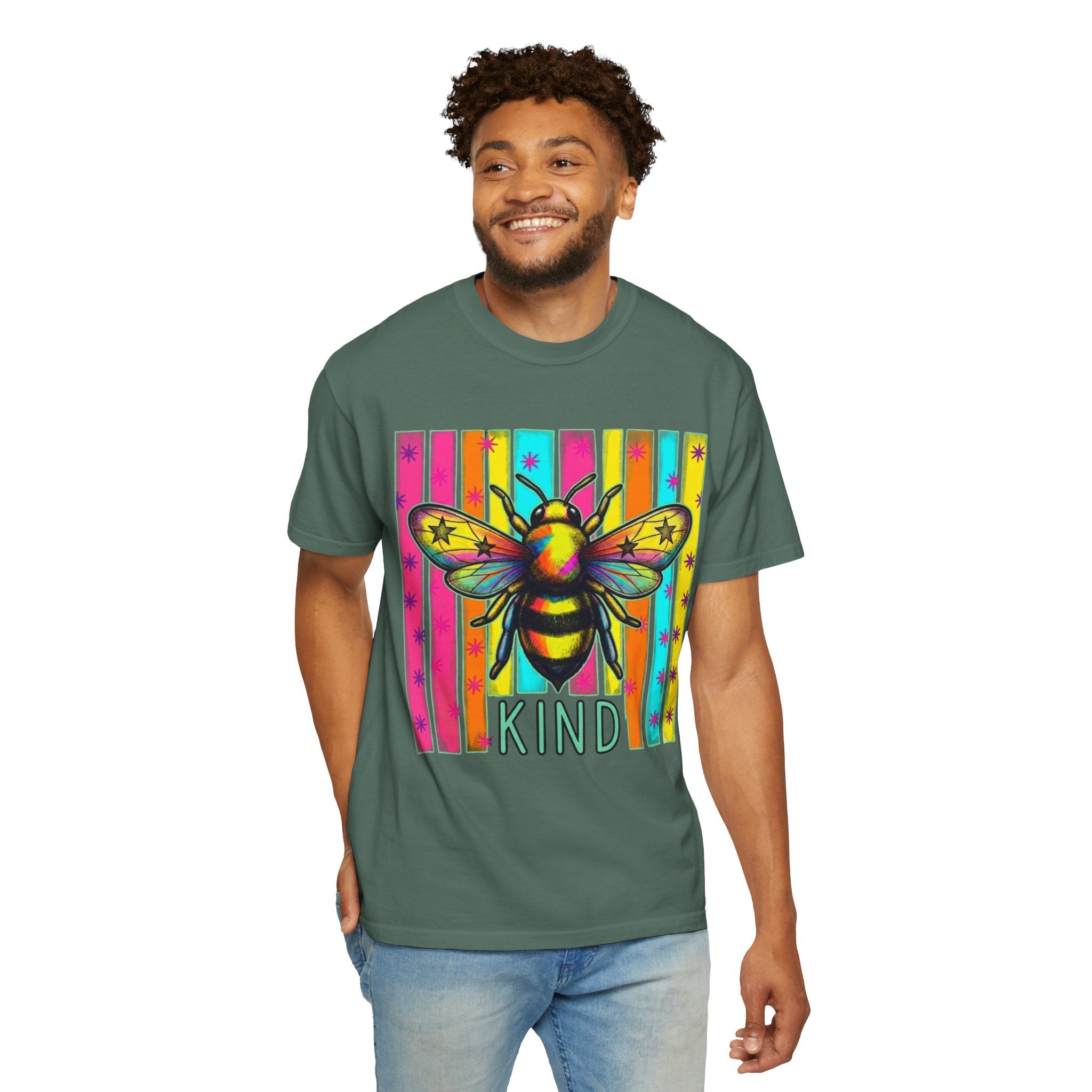 Bee Kind T Shirt Colorful Retro Striped Graphic Tee