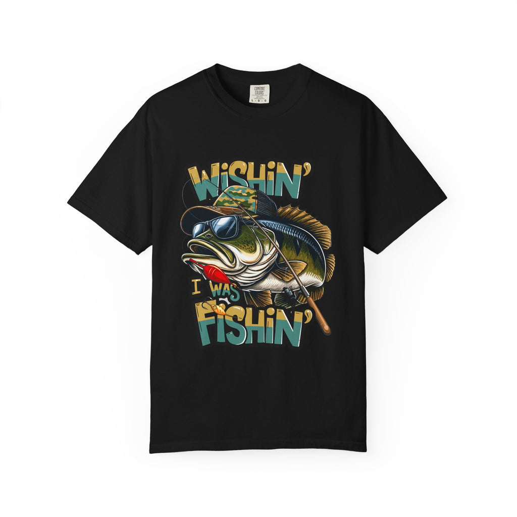 Fishing Graphic T Shirt Wishin Was Fishin Vintage Bass Tee