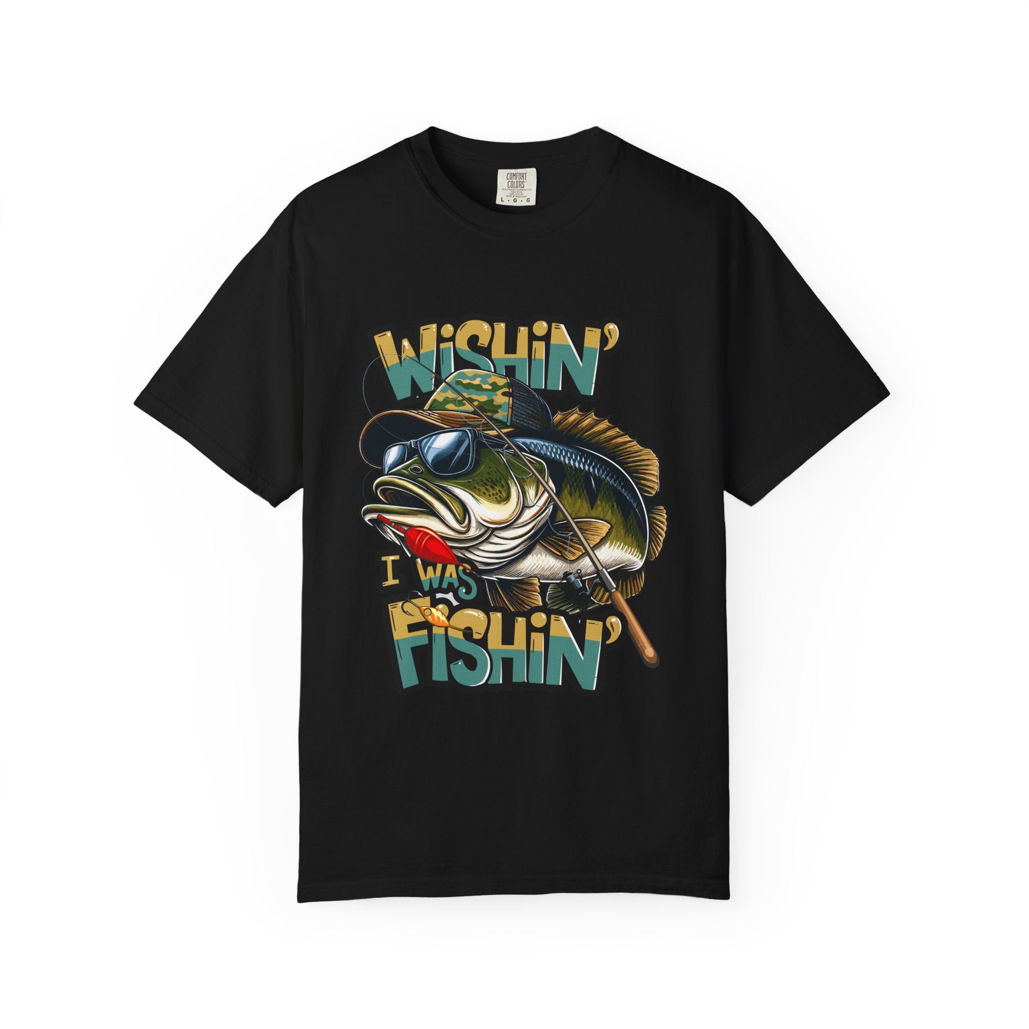 Fishing Graphic T Shirt Wishin Was Fishin Vintage Bass Tee