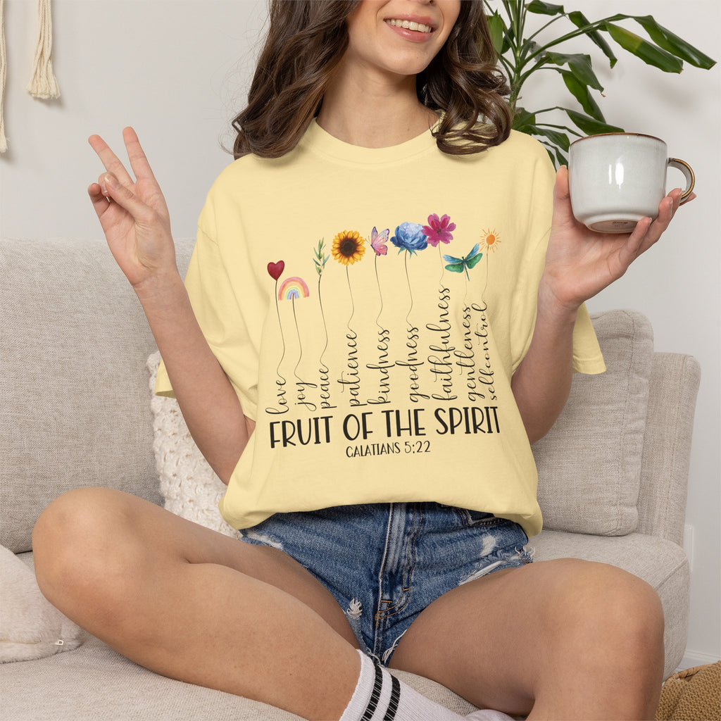 Fruit of the Spirit Floral Tee shirt | Galatians 5:22 Scripture Tee