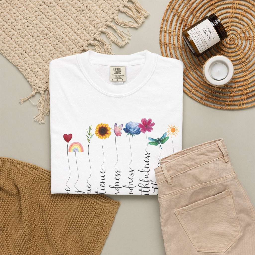Fruit of the Spirit Floral Tee shirt | Galatians 5:22 Scripture Tee