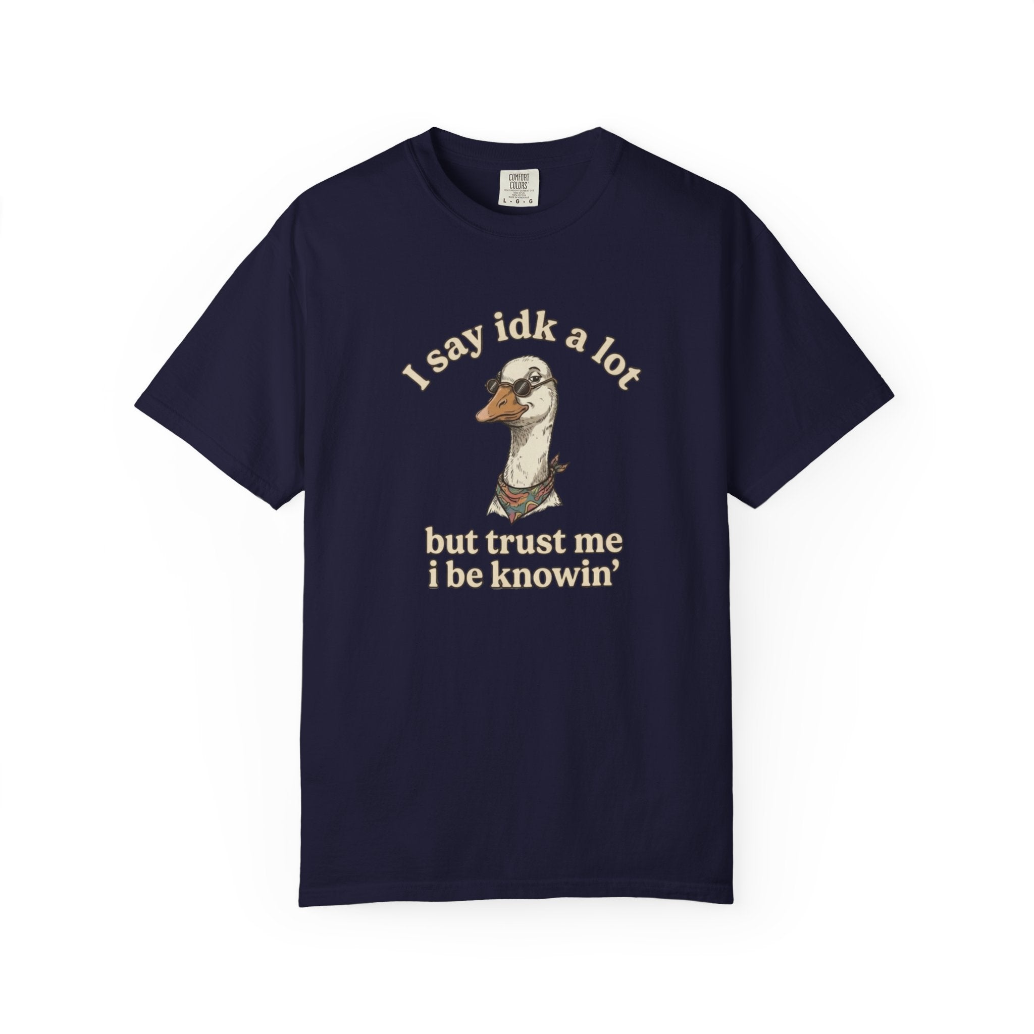 Funny Goose T Shirt Say Idk a Lot But Trust Me I Be knowin Graphic Tee