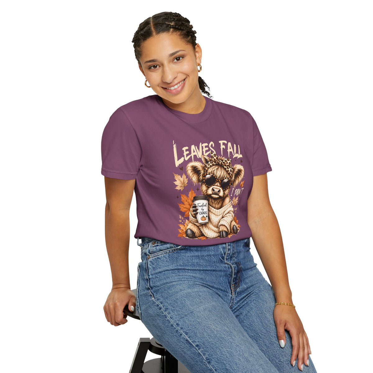 Fall Cow Graphic Tee Shirt Leaves Fall I Dont Cozy Autumn Tee