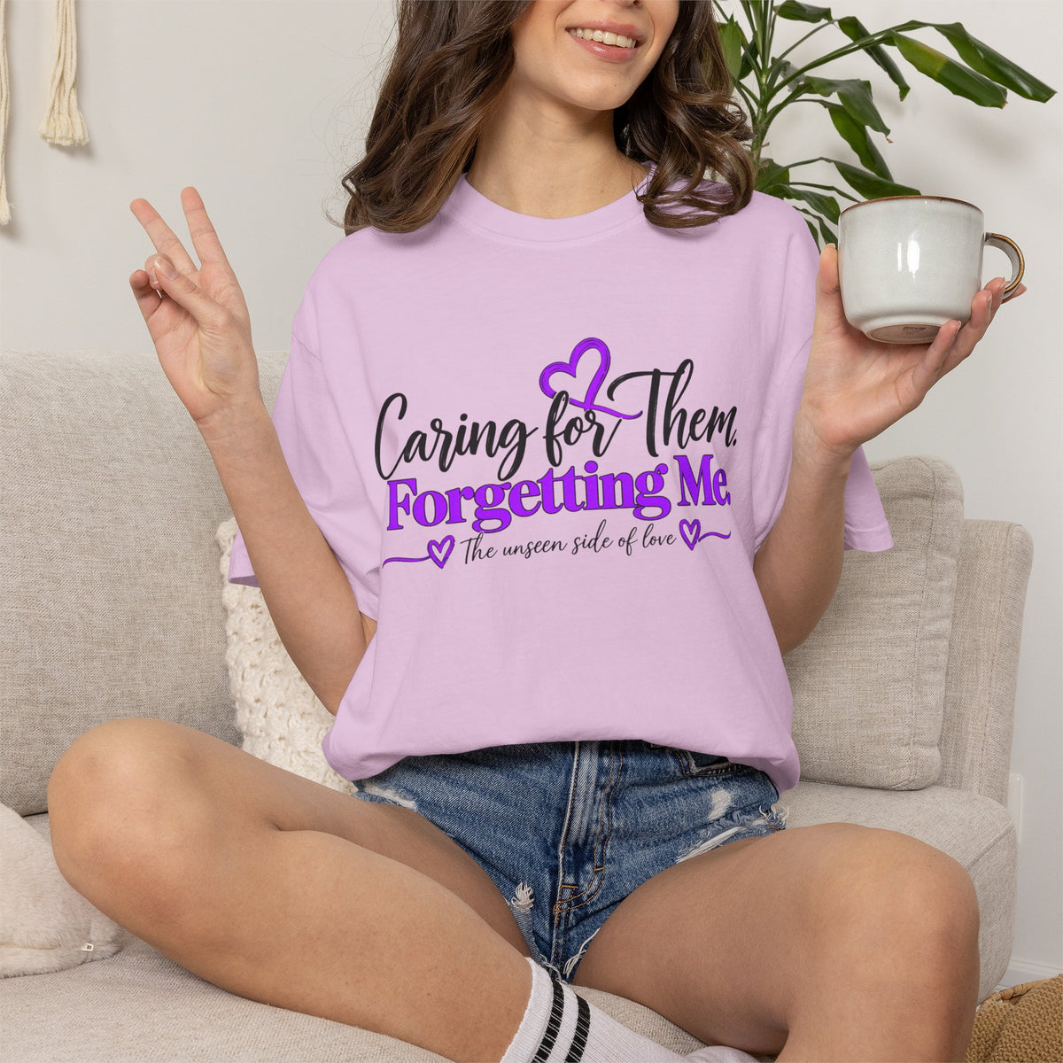Caring for Them Forgetting Me T shirt | Alzheimer Awareness Purple Ribbon