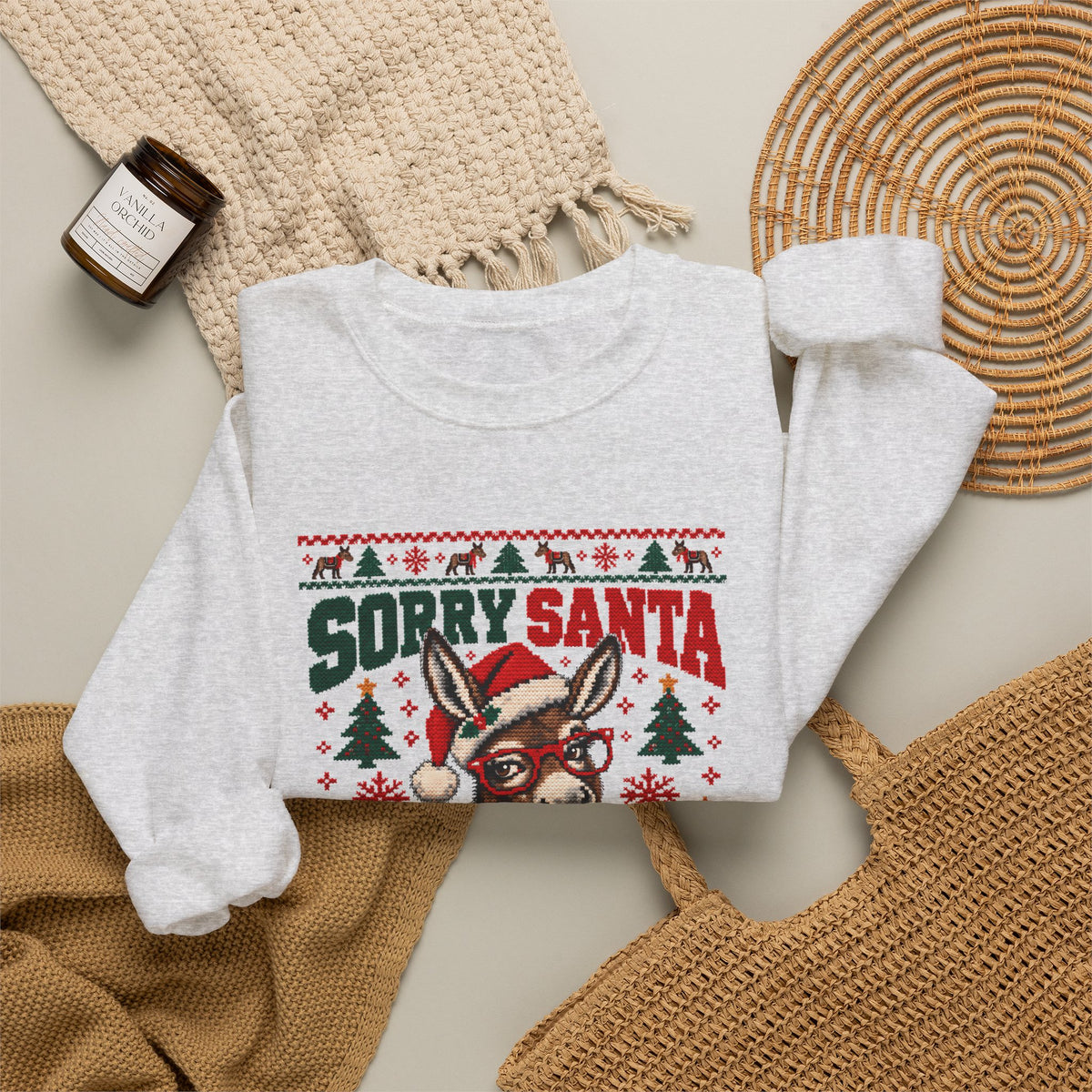 Funny Ugly Christmas Sweater, Sorry Santa I've Been a Smartass Sweatshirt, Donkey Christmas Shirt, Sarcastic Holiday Party Outfit